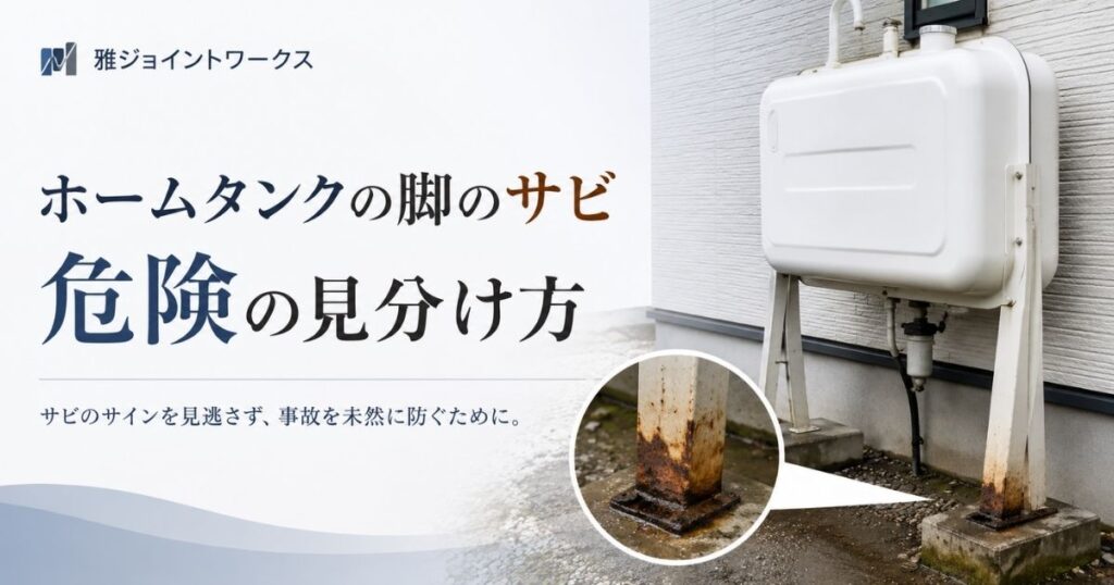 ホームタンクの脚の付け根に集中して発生した赤サビ