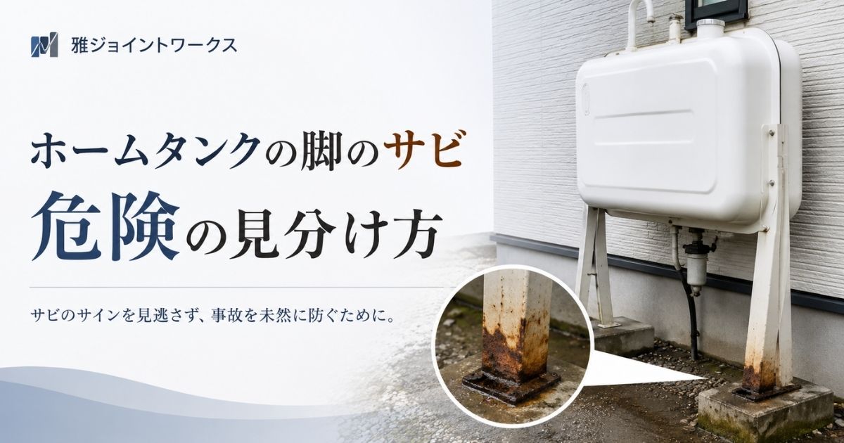 ホームタンクの脚の付け根に集中して発生した赤サビ